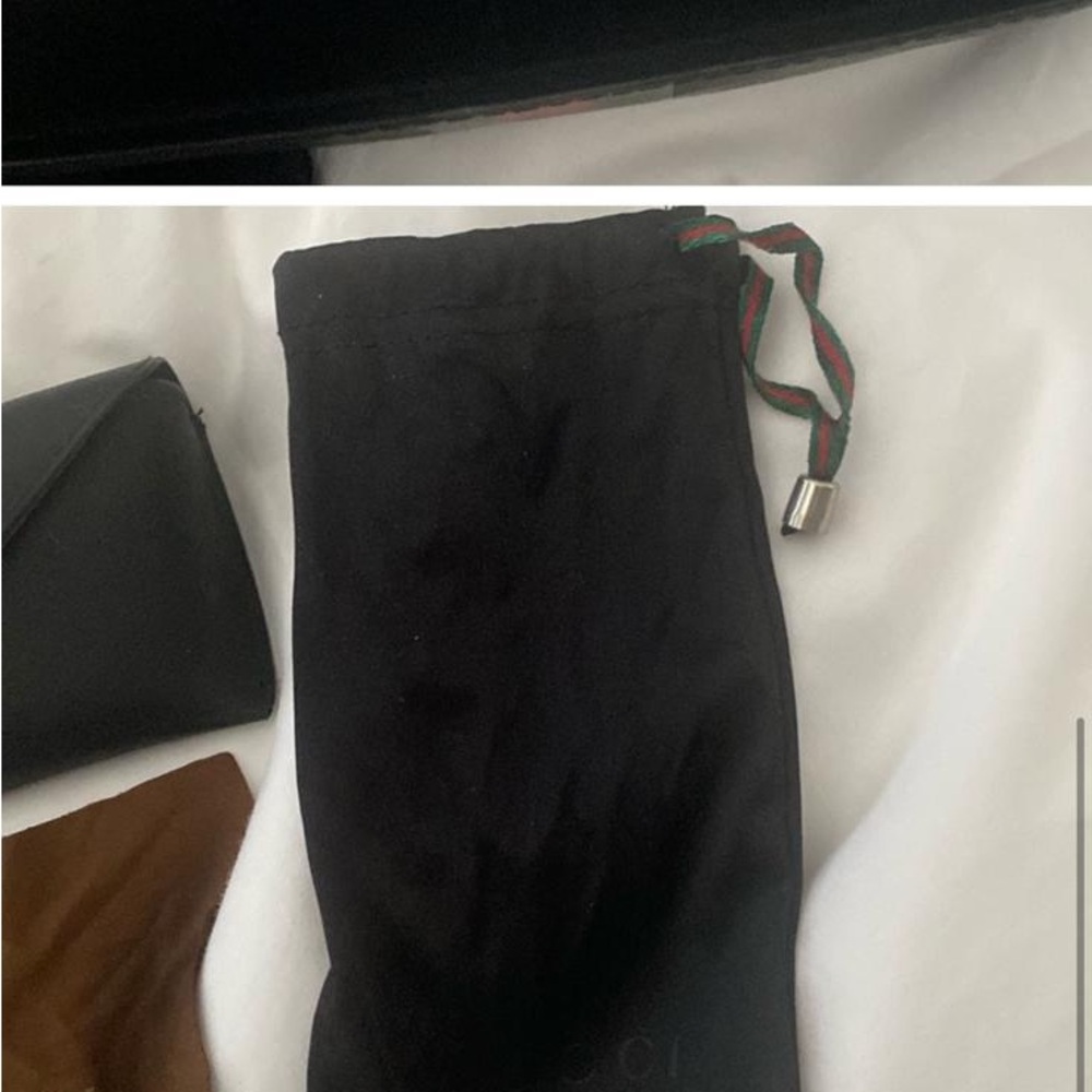 Gucci empty glasses case with Gucci eyeglass pouch and lens cleaner cloth